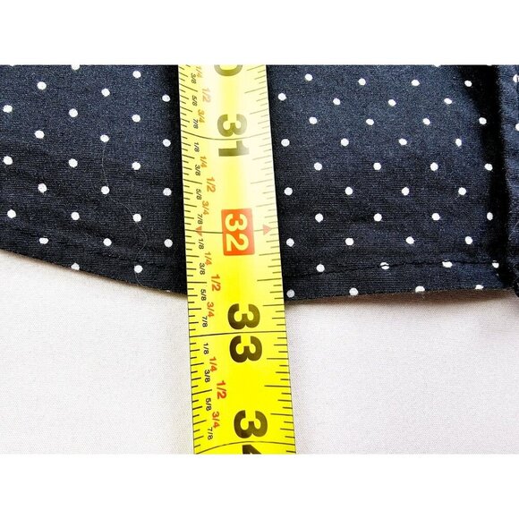 Paper Denim Cloth Stretch Fabric Classeic Size 2XL Black Polka Dots Short Sleeve - Picture 7 of 9